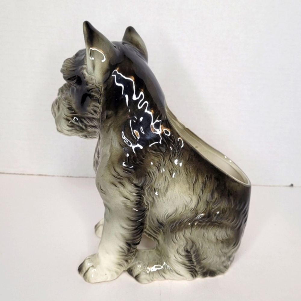 Schnauzer Terrier Dog Vintage Ceramic Planter Vase Japan Mold Relpo 1895 - Picture 7 of 14